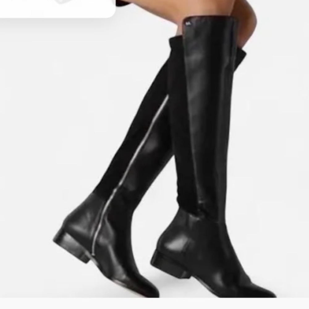 Micheal Michael Kors the Bromley Black Over-the-Knee Leather Riding Style Boots.